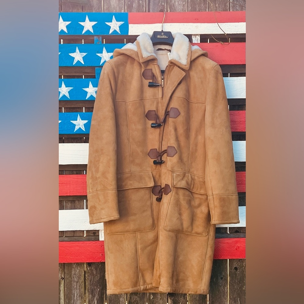 Brooks Brothers Camel Shearling Toggle Coat